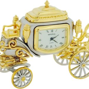 GTP Miniature Clock Two Tone Plated Jubilee Royal State Coach Novelty Collectors Clock IMP1050 - CLEARANCE NEEDS RE-BATTERY