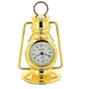 Miniature Clock Gold Plated Metal Hurricane Lamp Solid Brass IMP77 - CLEARANCE NEEDS RE-BATTERY
