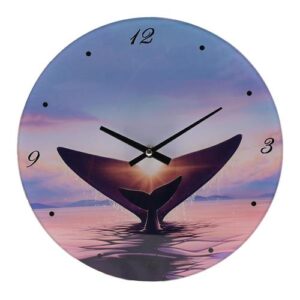Hometime Glass Wall Clock 30cm Whale Design