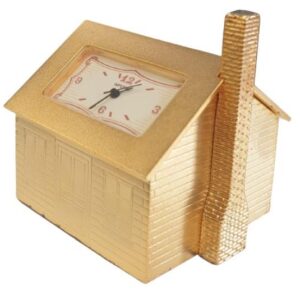 Miniature Clock Goldtone Plated House Design Solid Brass IMP1011 - CLEARANCE NEEDS RE-BATTERY