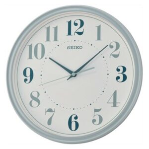 Seiko Decorator With Blue Numbers Matt Grey Wall Clock QXA740N