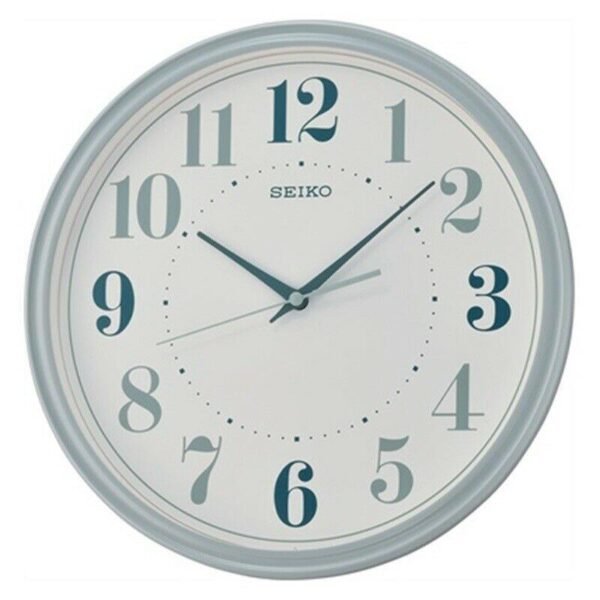 Seiko Decorator With Blue Numbers Matt Grey Wall Clock QXA740N
