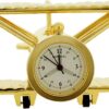 Miniature Clock Goldtone Plated Metal Bi-Plane Design Solid Brass IMP1014S - CLEARANCE NEEDS RE-BATTERY