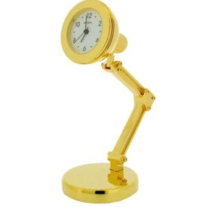 Miniature Clock Gold Plated Study Lamp Solid Brass IMP1058 - CLEARANCE NEEDS RE-BATTERY