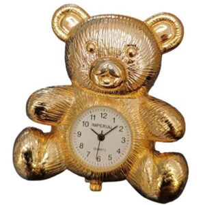 Miniature Clock Gold Plated Small Mama Bear & Baby Bear Solid Brass IMP1078-S-G - CLEARANCE NEEDS RE-BATTERY
