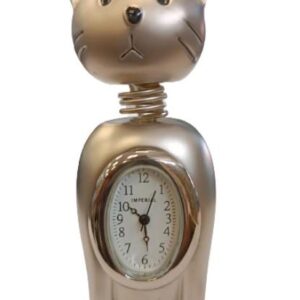 Miniature Clock Silver Plated Cat IMP1081S - CLEARANCE NEEDS RE-BATTERY
