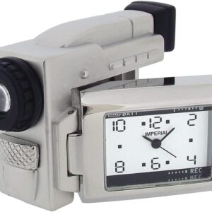 Miniature Clock Silver Plated Metal Video Camera Solid Brass IMP1057S - CLEARANCE NEEDS RE-BATTERY