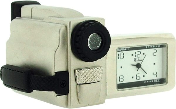 Miniature Clock Silver Plated Metal Video Camera Solid Brass IMP1057S - CLEARANCE NEEDS RE-BATTERY - Image 2