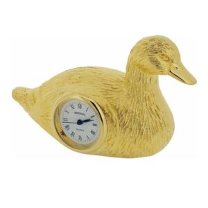 Miniature Clock Gold Plated Duck Solid Brass IMP92 - CLEARANCE NEEDS RE-BATTERY