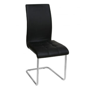 Samurai PU Chairs Chrome (4s) - Black