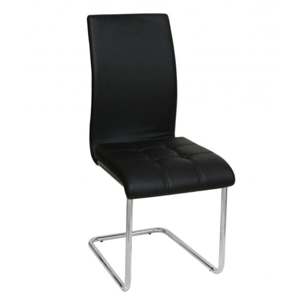Samurai PU Chairs Chrome (4s) - Black
