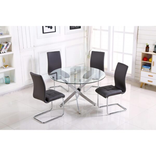 Samurai Small Dining Table Chrome & Clear - Image 3