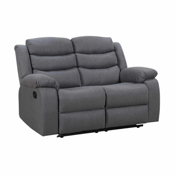 Turin Recliner Fabric 2 Seater Grey Dark - Image 2