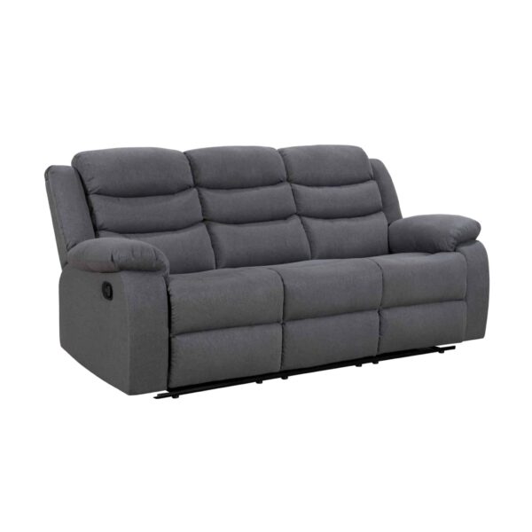 Turin Recliner Fabric 3 Seater Grey Dark - Image 2
