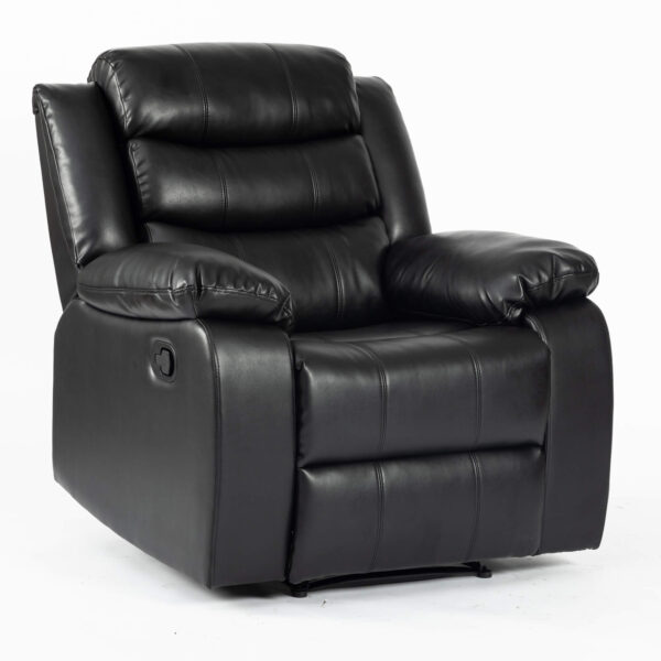 Turin Recliner Leather Aire 1 Seater Black - Image 2
