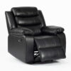 Turin Recliner Leather Aire 1 Seater Black - Image 3