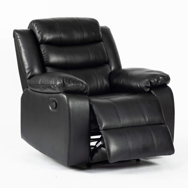 Turin Recliner Leather Aire 1 Seater Black - Image 3