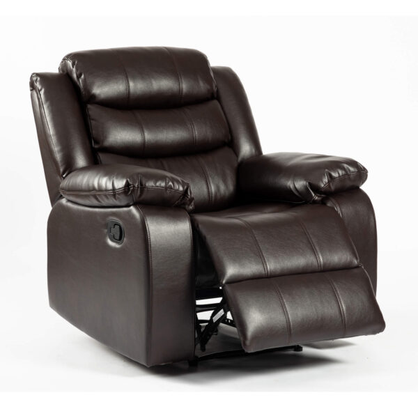 Turin Recliner Leather Aire 1 Seater Brown - Image 3