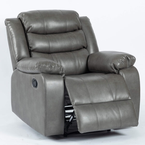 Turin Recliner Leather Aire 1 Seater Grey - Image 3
