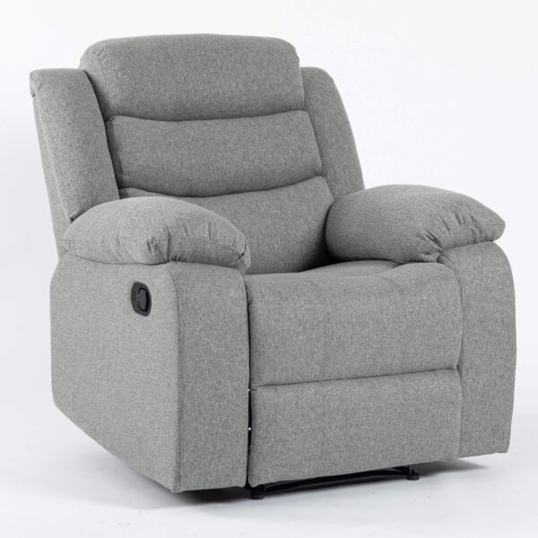 Turin Recliner Fabric 1 Seater Grey Light - Image 2