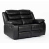 Turin Recliner Leather Aire 2 Seater Black - Image 2