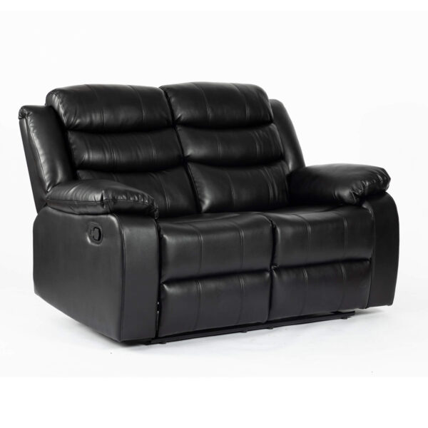Turin Recliner Leather Aire 2 Seater Black - Image 2
