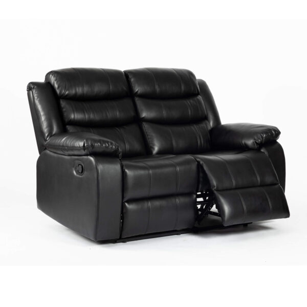 Turin Recliner Leather Aire 2 Seater Black - Image 3