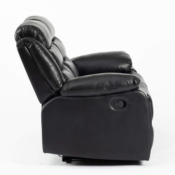 Turin Recliner Leather Aire 2 Seater Black - Image 4