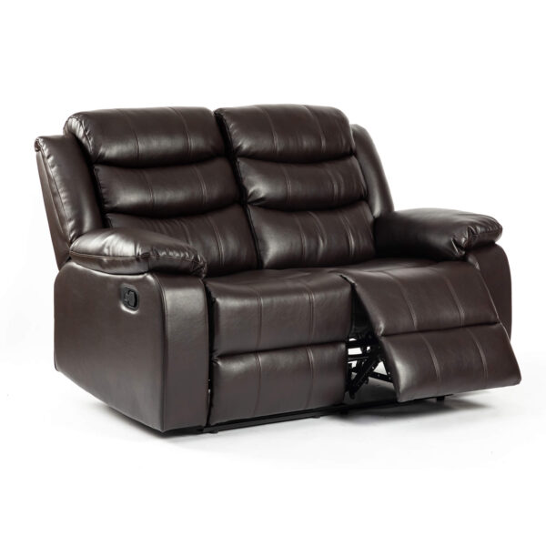 Turin Recliner Leather Aire 2 Seater Brown - Image 3