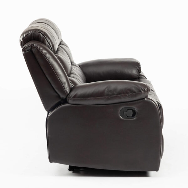 Turin Recliner Leather Aire 2 Seater Brown - Image 4