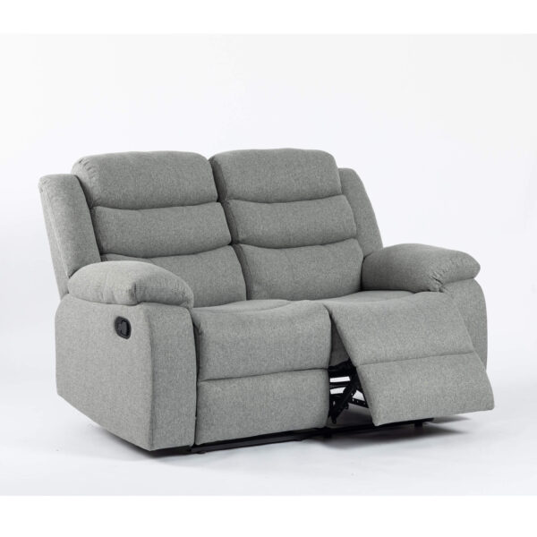 Turin Recliner Fabric 2 Seater Grey Light - Image 3