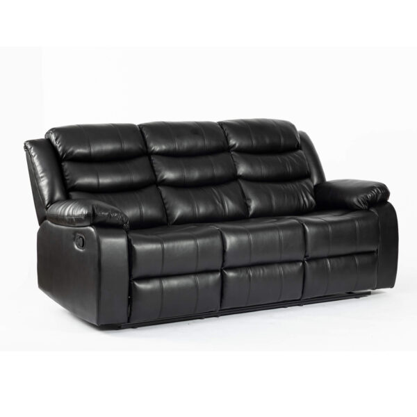 Turin Recliner Leather Aire 3 Seater Black - Image 2