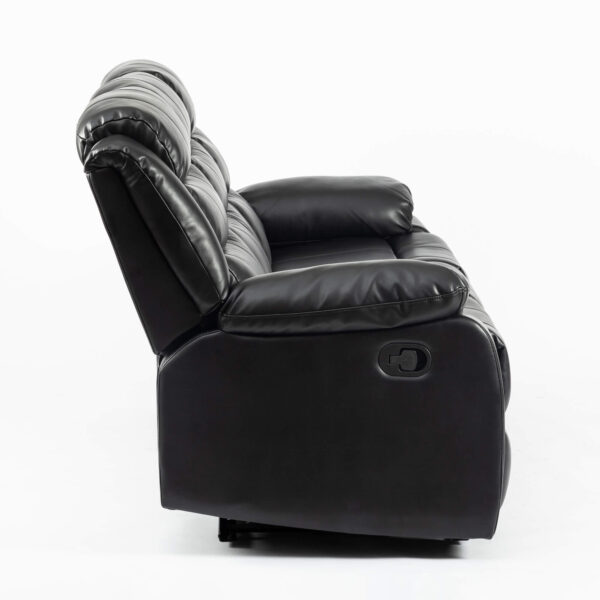 Turin Recliner Leather Aire 3 Seater Black - Image 4