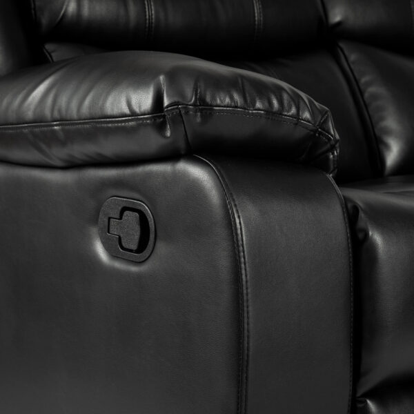 Turin Recliner Leather Aire 3 Seater Black - Image 5