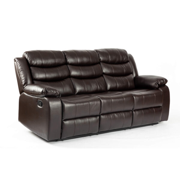 Turin Recliner Leather Aire 3 Seater Brown - Image 2