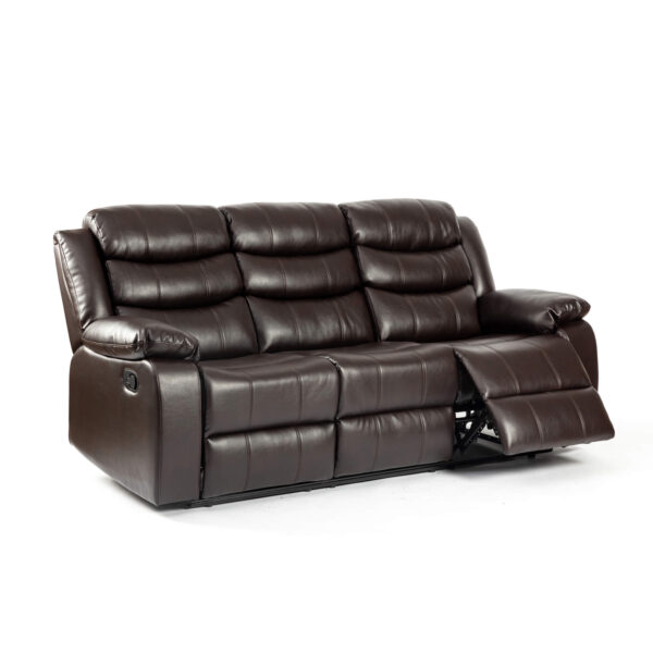Turin Recliner Leather Aire 3 Seater Brown - Image 3