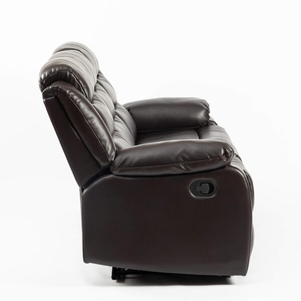 Turin Recliner Leather Aire 3 Seater Brown - Image 4