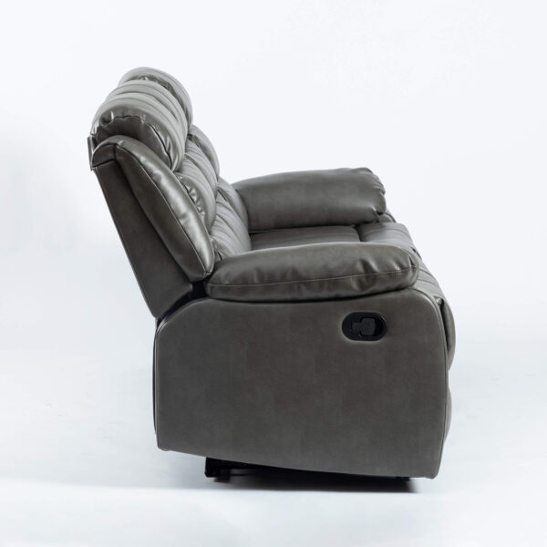 Turin Recliner Leather Aire 3 Seater Grey - Image 4