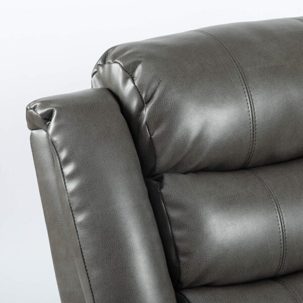Turin Recliner Leather Aire 3 Seater Grey - Image 5