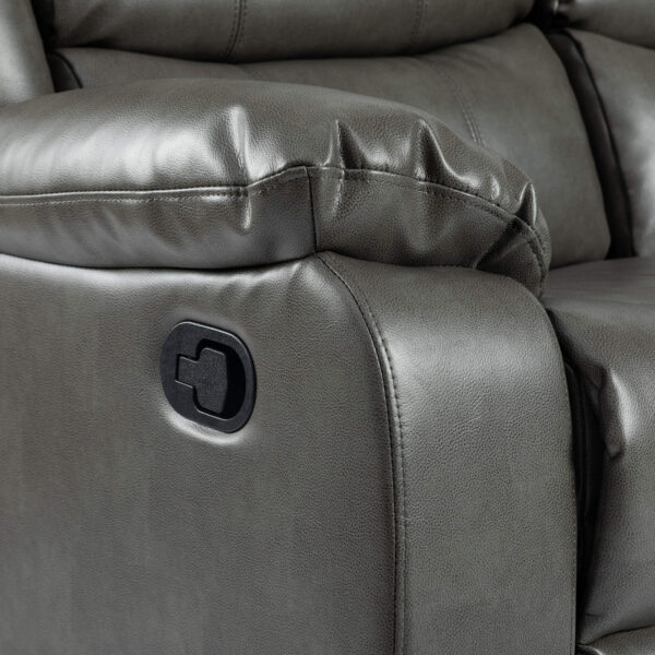 Turin Recliner Leather Aire 3 Seater Grey - Image 6