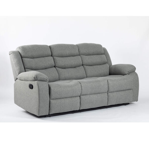 Turin Recliner Fabric 3 Seater Grey Light - Image 2