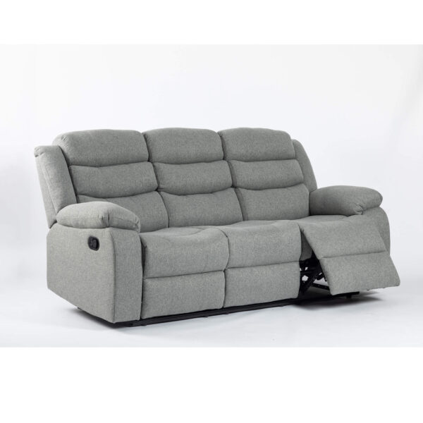 Turin Recliner Fabric 3 Seater Grey Light - Image 3
