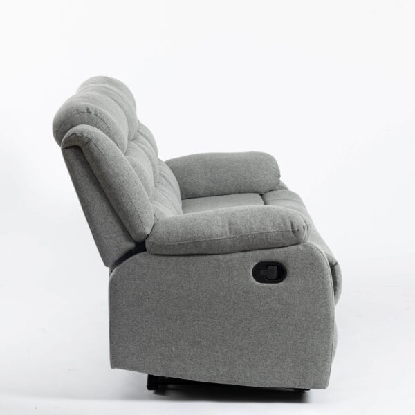 Turin Recliner Fabric 3 Seater Grey Light - Image 4