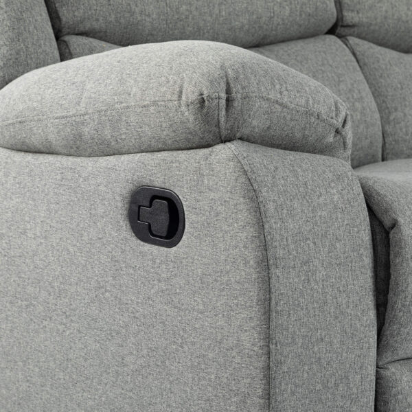 Turin Recliner Fabric 3 Seater Grey Light - Image 6