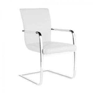 Una PU Arm Chairs Chrome (2s) - White