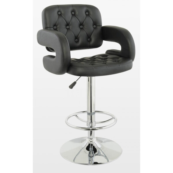 Utah Bar Stool PU Chrome & Black - Black