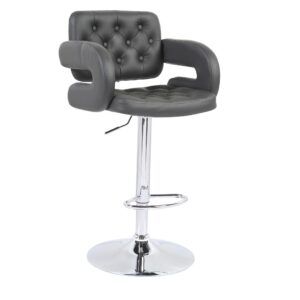 Utah Bar Stool PU Chrome & Black - Grey