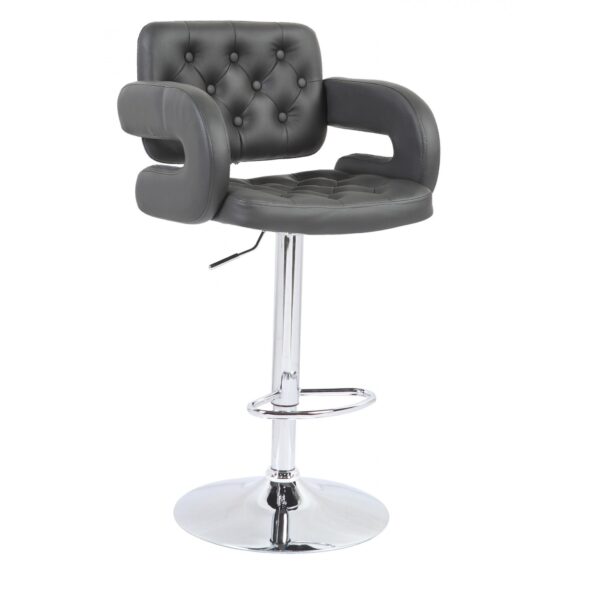 Utah Bar Stool PU Chrome & Black - Grey