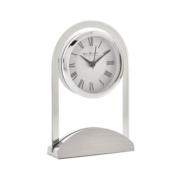 Wm.Widdop Glass Panel Aluminium Base Mantel Clock - Image 2