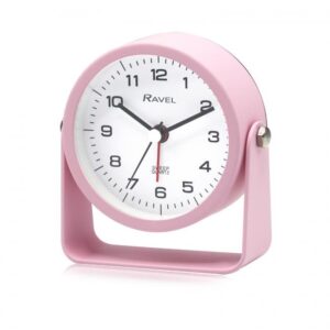 Ravel Bedside Round Metal Alarm Clock with Stand Pink RC050.5